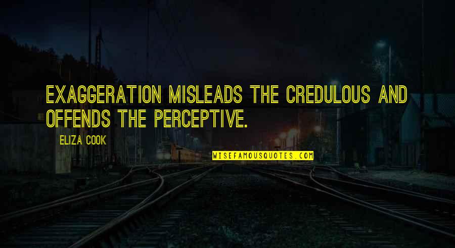 Offends Quotes By Eliza Cook: Exaggeration misleads the credulous and offends the perceptive.