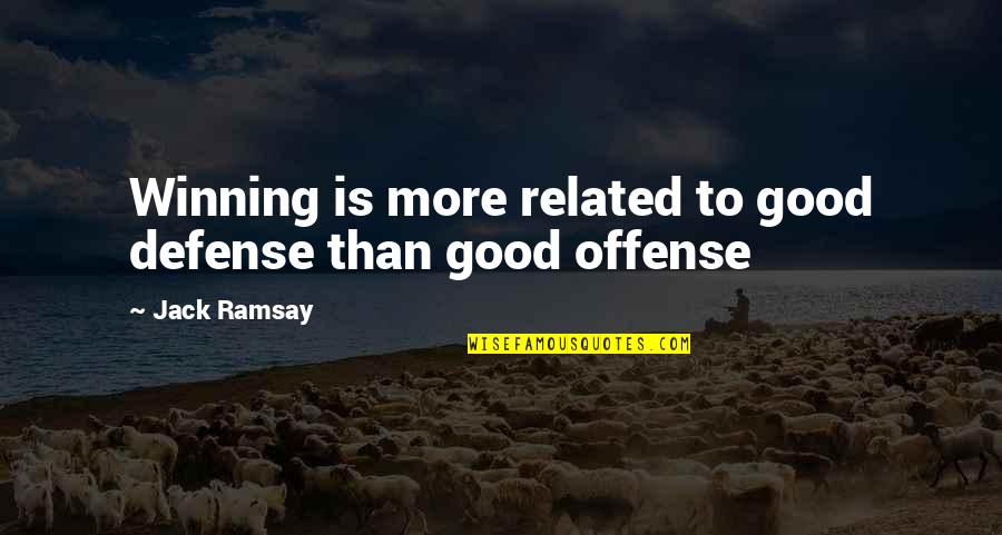 Offense In Basketball Quotes By Jack Ramsay: Winning is more related to good defense than