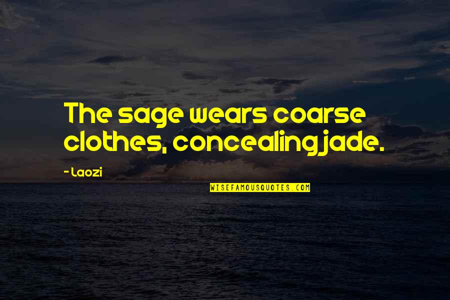 Offensive Words Quotes By Laozi: The sage wears coarse clothes, concealing jade.