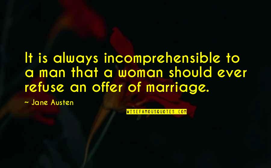 Offer'd Quotes By Jane Austen: It is always incomprehensible to a man that