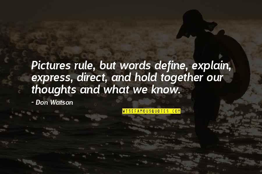 Offing Quotes By Don Watson: Pictures rule, but words define, explain, express, direct,