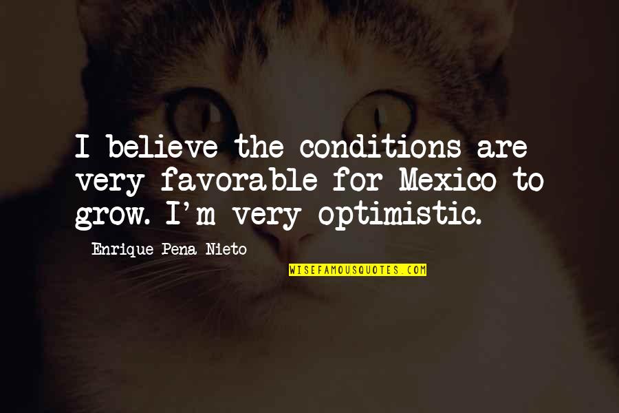Ogedengbe Oluwafemi Quotes By Enrique Pena Nieto: I believe the conditions are very favorable for Ogedengbe Oluwafemi Quotes By Enrique Pena Nieto: I believe the conditions are very favorable for
