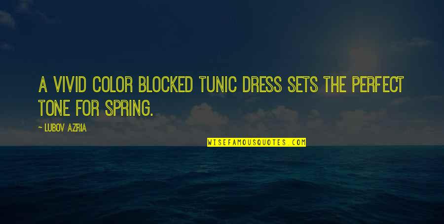 Ograniczenia Covid Quotes By Lubov Azria: A vivid color blocked tunic dress sets the