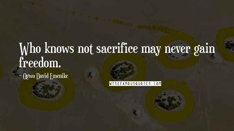 Ogwo David Emenike quotes: Who knows not sacrifice may never gain freedom.