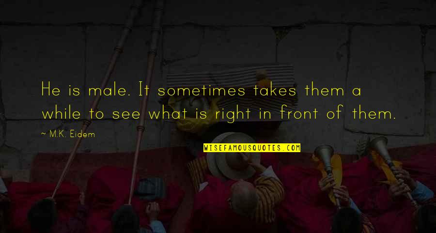 Oh God Plz Help Me Quotes By M.K. Eidem: He is male. It sometimes takes them a