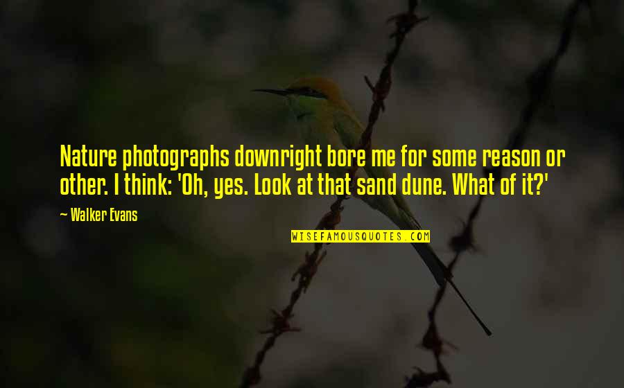 Oh Nature Quotes By Walker Evans: Nature photographs downright bore me for some reason