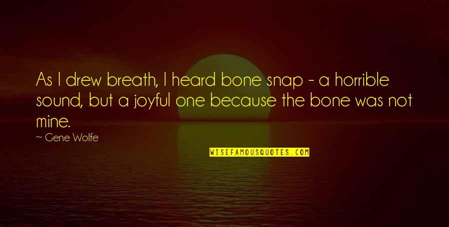 Oh Snap Quotes By Gene Wolfe: As I drew breath, I heard bone snap Oh Snap Quotes By Gene Wolfe: As I drew breath, I heard bone snap