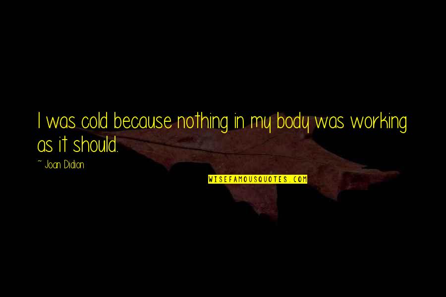 Ohana Means Family Stitch Quotes By Joan Didion: I was cold because nothing in my body