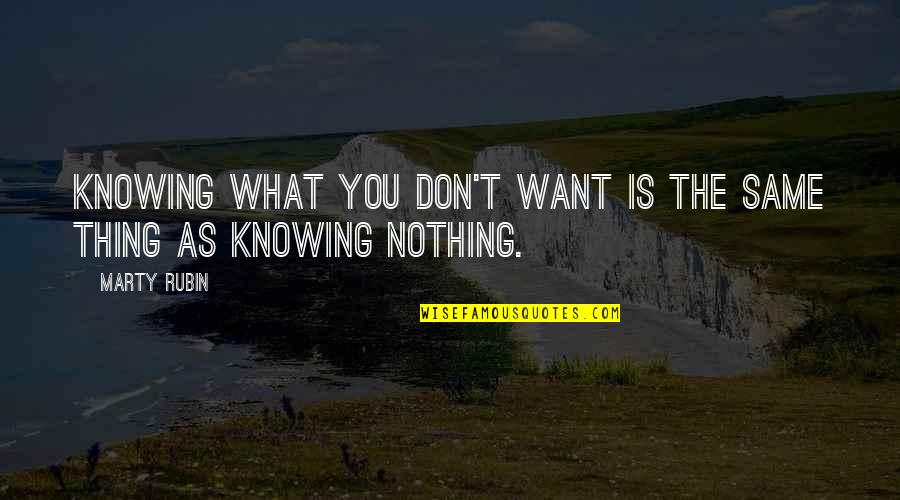 Ohno Satoshi Quotes By Marty Rubin: Knowing what you don't want is the same