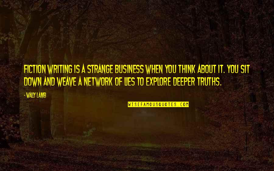 Okagbue Chriss Height Quotes By Wally Lamb: Fiction writing is a strange business when you Okagbue Chriss Height Quotes By Wally Lamb: Fiction writing is a strange business when you