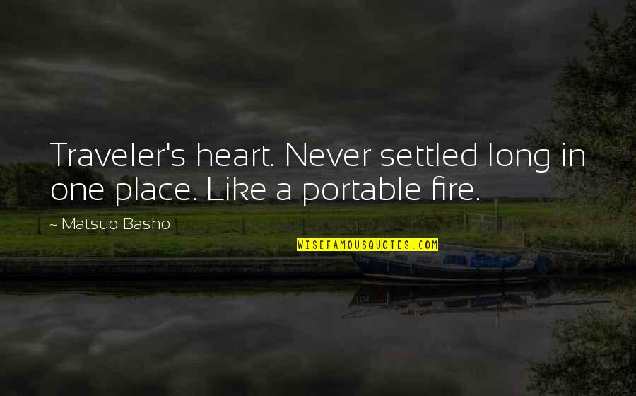 Oketch Gicheru Quotes By Matsuo Basho: Traveler's heart. Never settled long in one place.