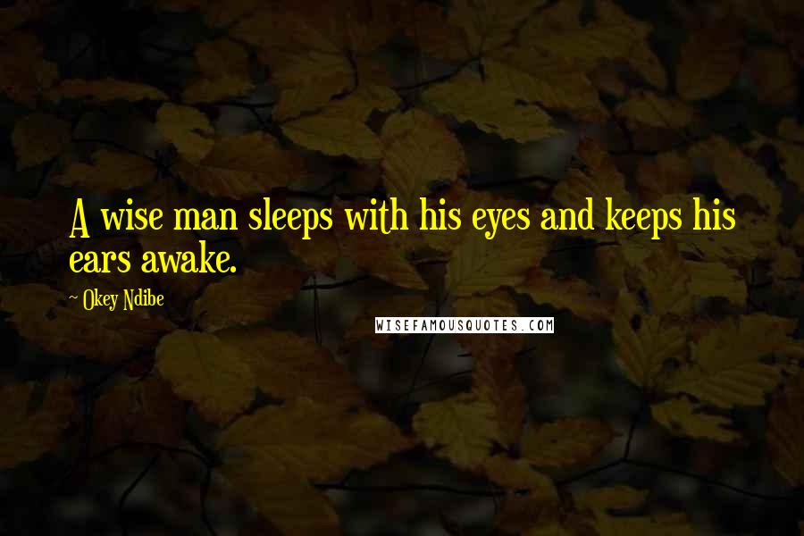 Okey Ndibe quotes: A wise man sleeps with his eyes and keeps his ears awake.