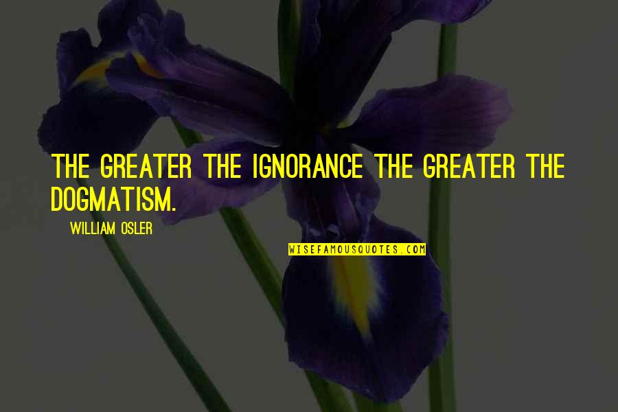 Okos R K Quotes By William Osler: The greater the ignorance the greater the dogmatism.