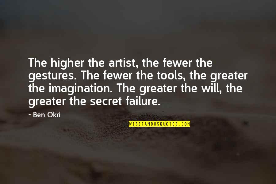 Okri's Quotes By Ben Okri: The higher the artist, the fewer the gestures.