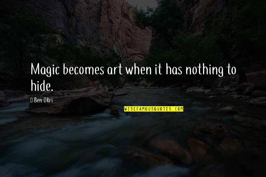 Okri's Quotes By Ben Okri: Magic becomes art when it has nothing to