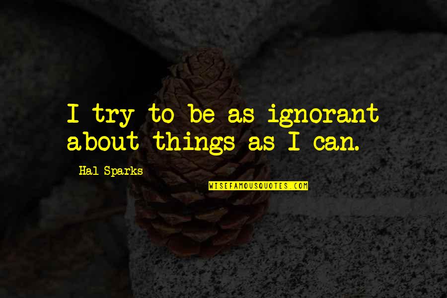 Oksmanoks Quotes By Hal Sparks: I try to be as ignorant about things Oksmanoks Quotes By Hal Sparks: I try to be as ignorant about things