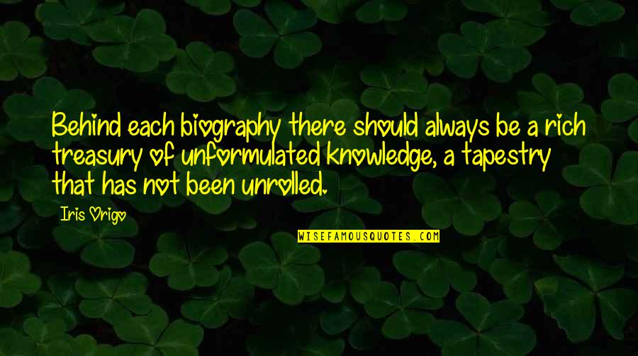 Olaparib Quotes By Iris Origo: Behind each biography there should always be a