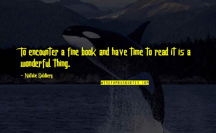Olaylar Qezeti Quotes By Natalie Goldberg: To encounter a fine book and have time