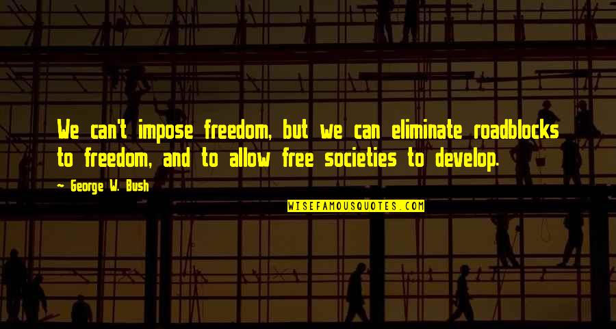 Old Acquaintance Quotes By George W. Bush: We can't impose freedom, but we can eliminate Old Acquaintance Quotes By George W. Bush: We can't impose freedom, but we can eliminate