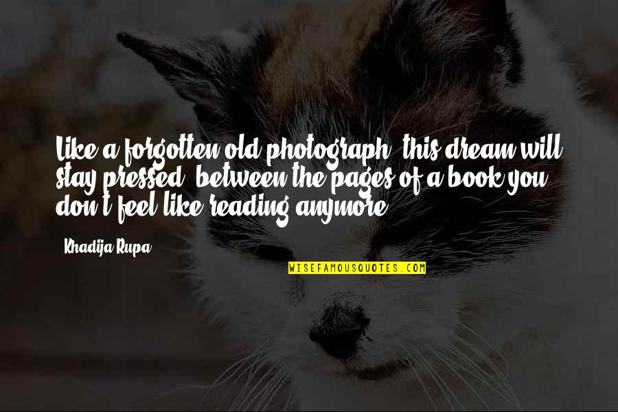 Old Book Quotes By Khadija Rupa: Like a forgotten old photograph, this dream will