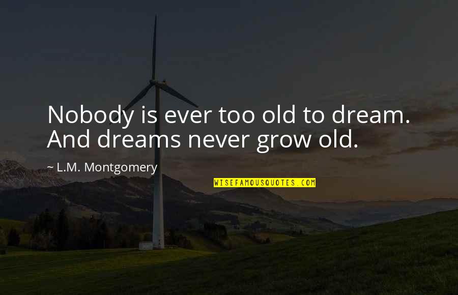 Old Dreams Quotes By L.M. Montgomery: Nobody is ever too old to dream. And Old Dreams Quotes By L.M. Montgomery: Nobody is ever too old to dream. And