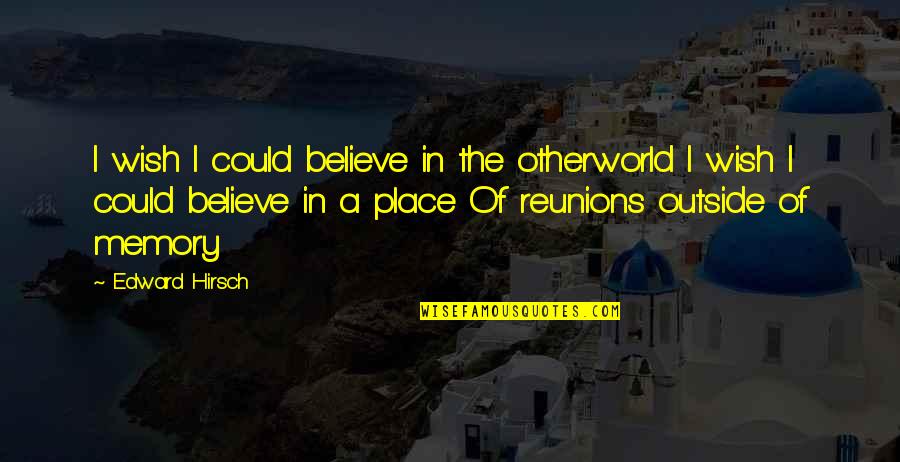 Old Friends And Love Quotes By Edward Hirsch: I wish I could believe in the otherworld