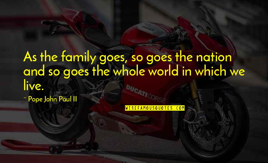 Old Hollywood Stars Quotes By Pope John Paul II: As the family goes, so goes the nation