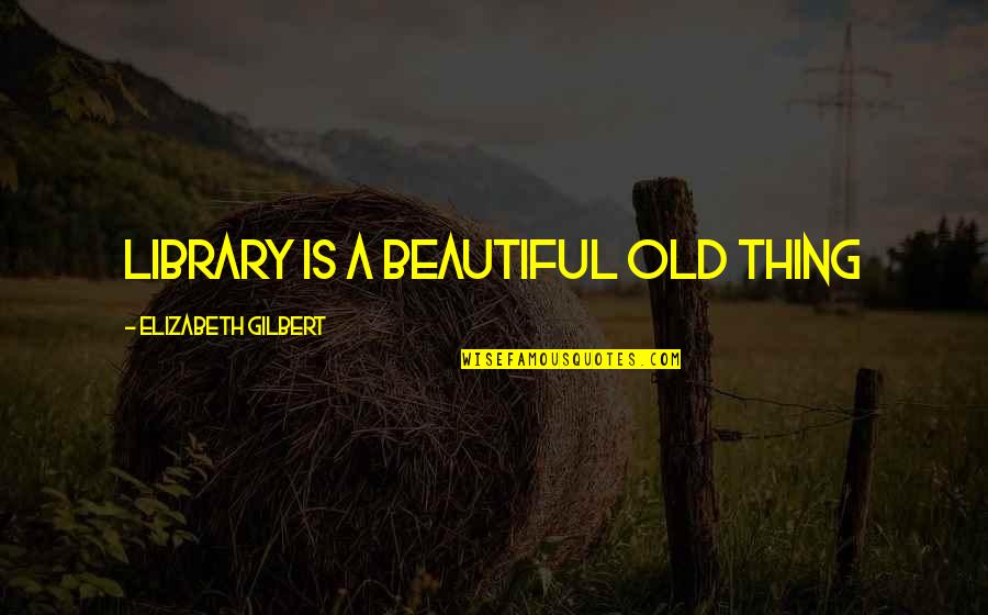 Old Is Beautiful Quotes By Elizabeth Gilbert: Library is a beautiful old thing