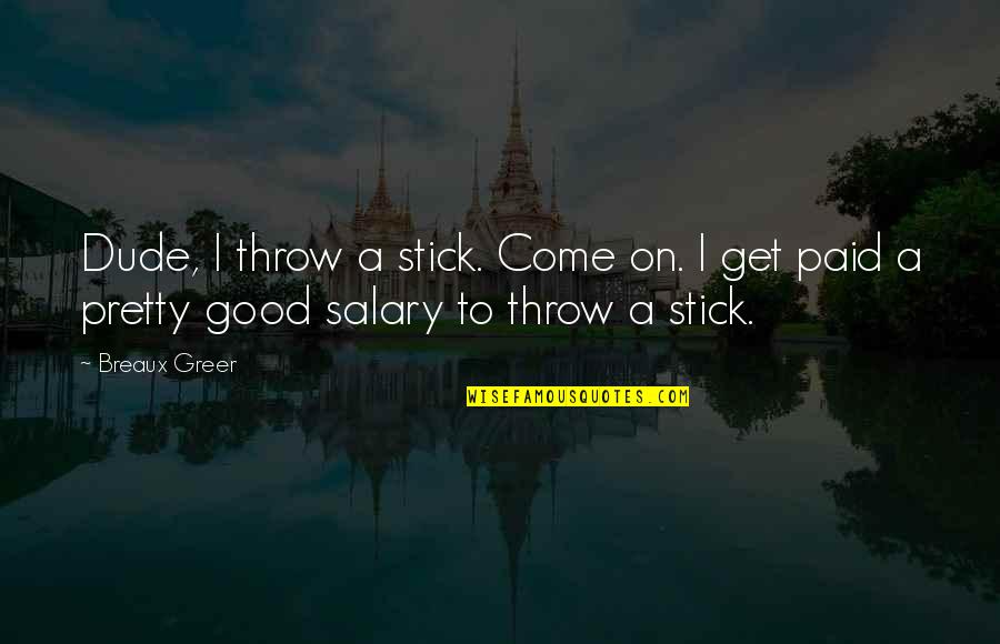 Old Memories With Mother Quotes By Breaux Greer: Dude, I throw a stick. Come on. I