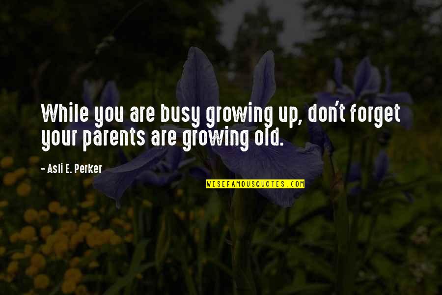 Old Parents Quotes By Asli E. Perker: While you are busy growing up, don't forget