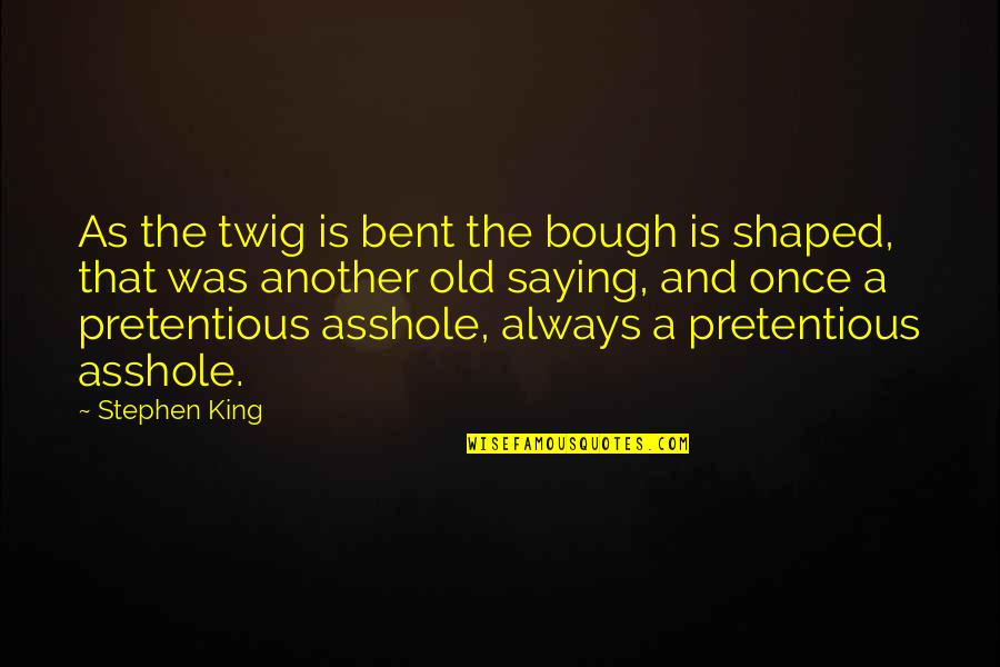 Old People Sayings Quotes By Stephen King: As the twig is bent the bough is