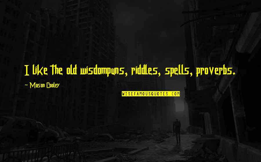 Old Proverbs And Quotes By Mason Cooley: I like the old wisdompuns, riddles, spells, proverbs. Old Proverbs And Quotes By Mason Cooley: I like the old wisdompuns, riddles, spells, proverbs.