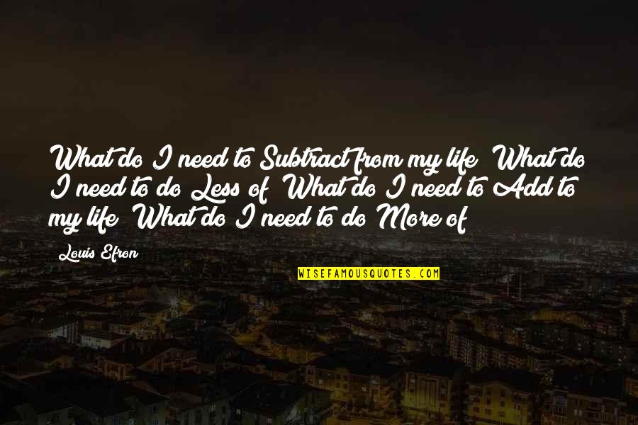 Old Schoolmate Quotes By Louis Efron: What do I need to Subtract from my