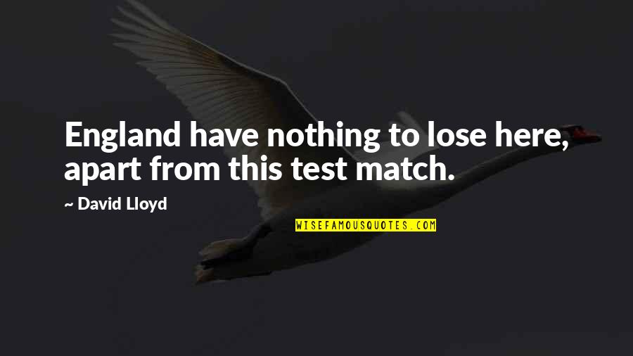 Old Time Sayings Quotes By David Lloyd: England have nothing to lose here, apart from