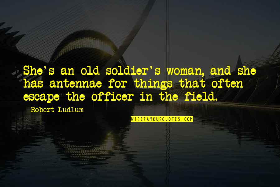 Old Woman Quotes By Robert Ludlum: She's an old soldier's woman, and she has