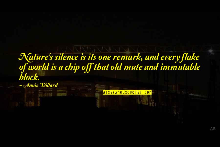 Old World Quotes By Annie Dillard: Nature's silence is its one remark, and every