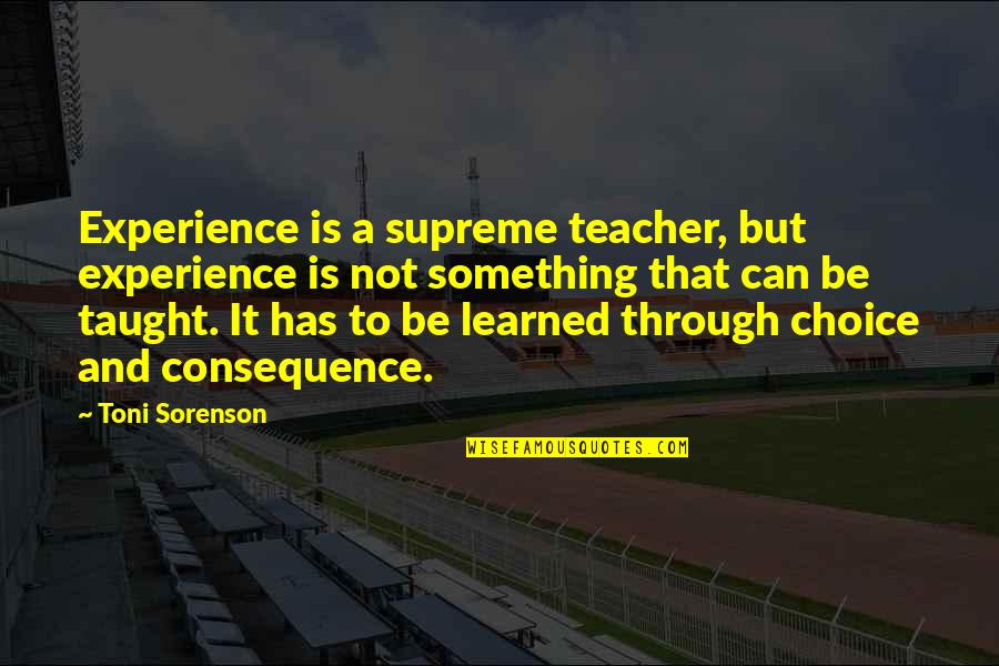 Older Boy Cousins Quotes By Toni Sorenson: Experience is a supreme teacher, but experience is