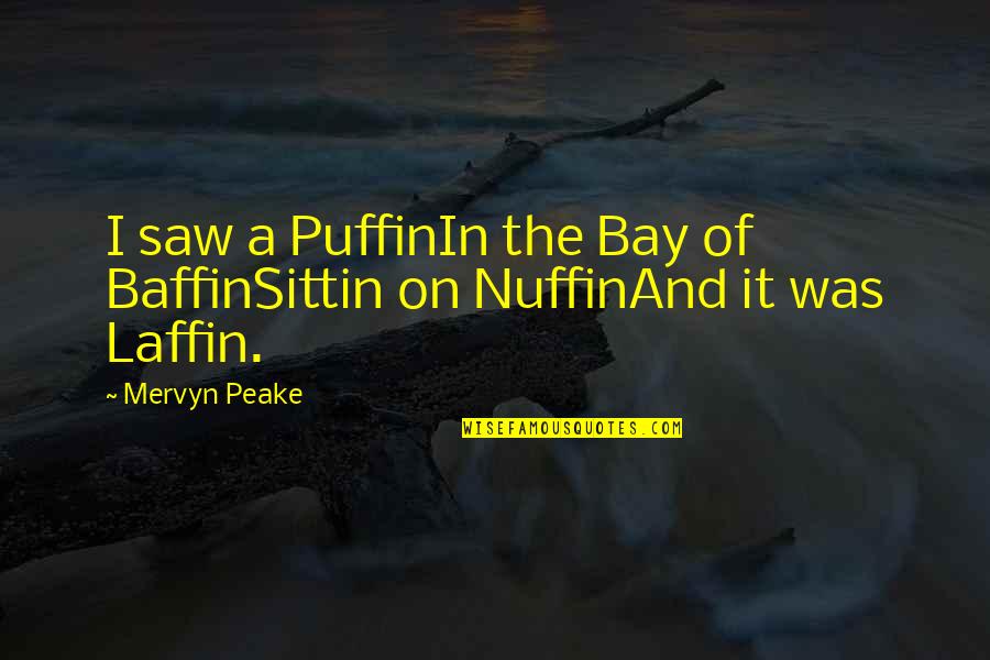 Oldest Wine Quotes By Mervyn Peake: I saw a PuffinIn the Bay of BaffinSittin