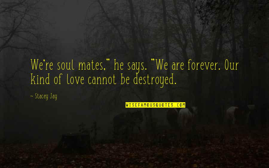 Olgunsoy Quotes By Stacey Jay: We're soul mates," he says. "We are forever.