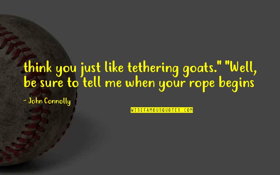 Olivares Altos Quotes By John Connolly: think you just like tethering goats." "Well, be