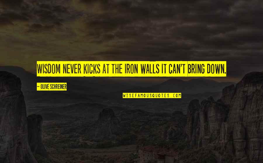 Olive Schreiner Quotes By Olive Schreiner: Wisdom never kicks at the iron walls it
