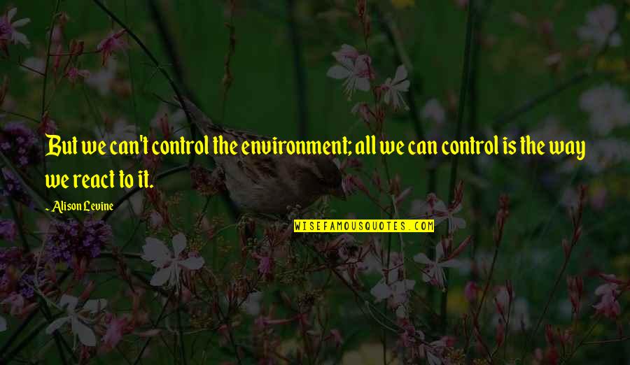 Oliver Dragojevic Quotes By Alison Levine: But we can't control the environment; all we