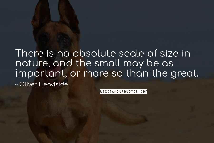 Oliver Heaviside quotes: There is no absolute scale of size in nature, and the small may be as important, or more so than the great. Oliver Heaviside quotes: There is no absolute scale of size in nature, and the small may be as important, or more so than the great.