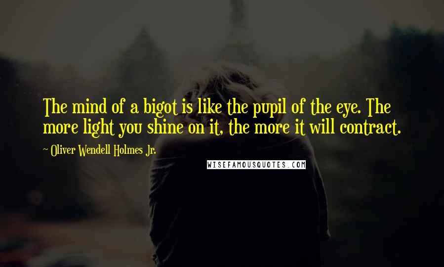 Oliver Wendell Holmes Jr. quotes: The mind of a bigot is like the pupil of the eye. The more light you shine on it, the more it will contract.