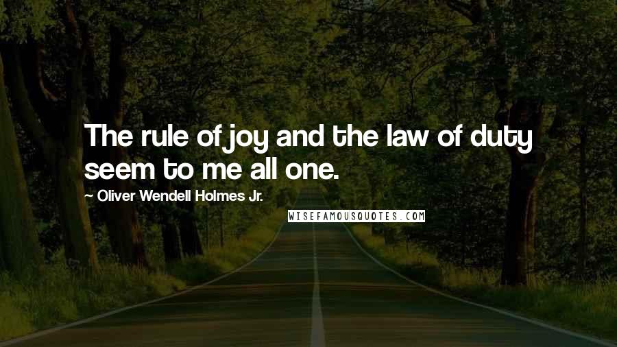 Oliver Wendell Holmes Jr. quotes: The rule of joy and the law of duty seem to me all one.