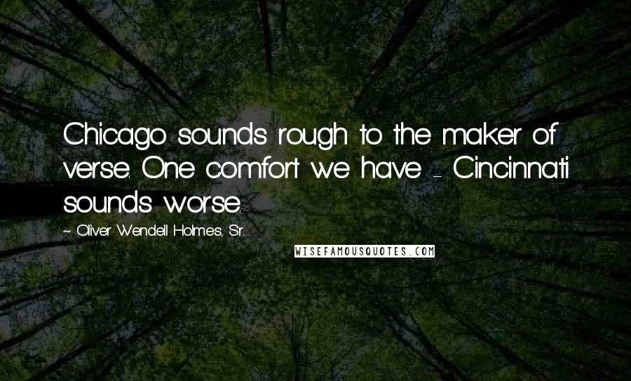 Oliver Wendell Holmes, Sr. quotes: Chicago sounds rough to the maker of verse. One comfort we have - Cincinnati sounds worse.