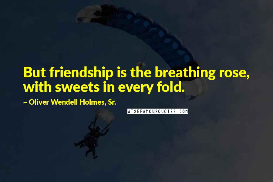 Oliver Wendell Holmes, Sr. quotes: But friendship is the breathing rose, with sweets in every fold.