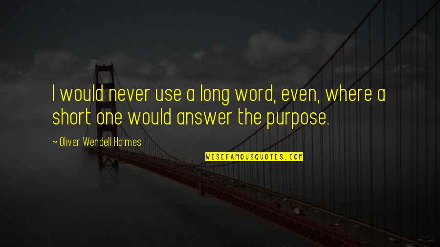 Oliver Wendell Quotes By Oliver Wendell Holmes: I would never use a long word, even,