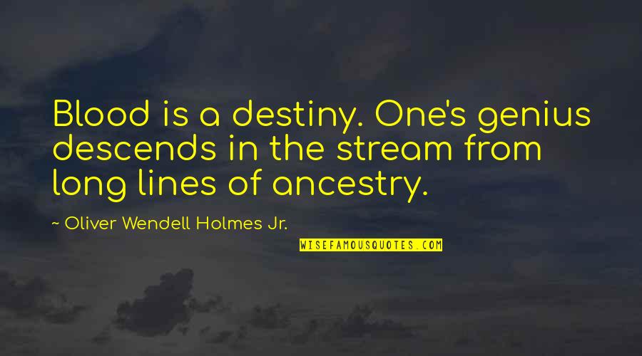 Oliver Wendell Quotes By Oliver Wendell Holmes Jr.: Blood is a destiny. One's genius descends in