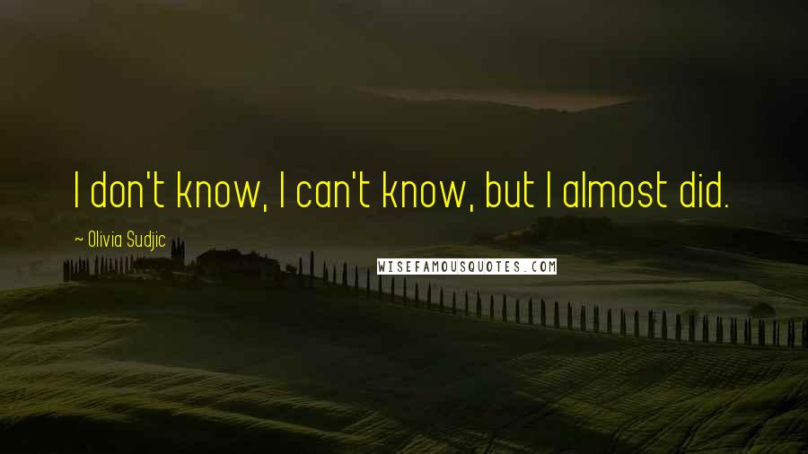 Olivia Sudjic quotes: I don't know, I can't know, but I almost did.